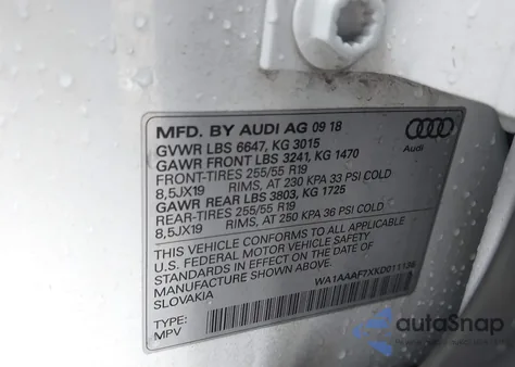2019 Audi Q7 55 Premium z USA, uszkodzony, nr VIN WA1AAAF7XKD011136